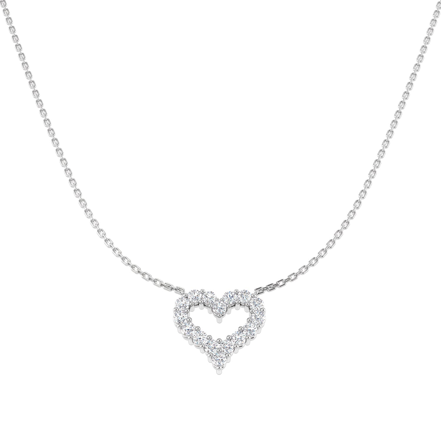 Heart Shaped Diamond Pendant Necklace in 10K/14K gold and platinum with certified lab-grown or natural diamonds