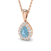 Aquamarine Diamond Pendant UK in 10K/14K gold and platinum with certified lab-grown or natural diamonds