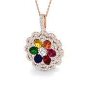 Diamond Flower Pendant 0.15ct Gold & Platinum Necklace (Without Chain) in 10K/14K gold and platinum with certified lab-grown or natural diamonds