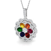 Diamond Flower Pendant 0.15ct Gold & Platinum Necklace (Without Chain) in 10K/14K gold and platinum with certified lab-grown or natural diamonds