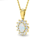Opal Diamond Pendant UK in 10K/14K gold and platinum with certified lab-grown or natural diamonds