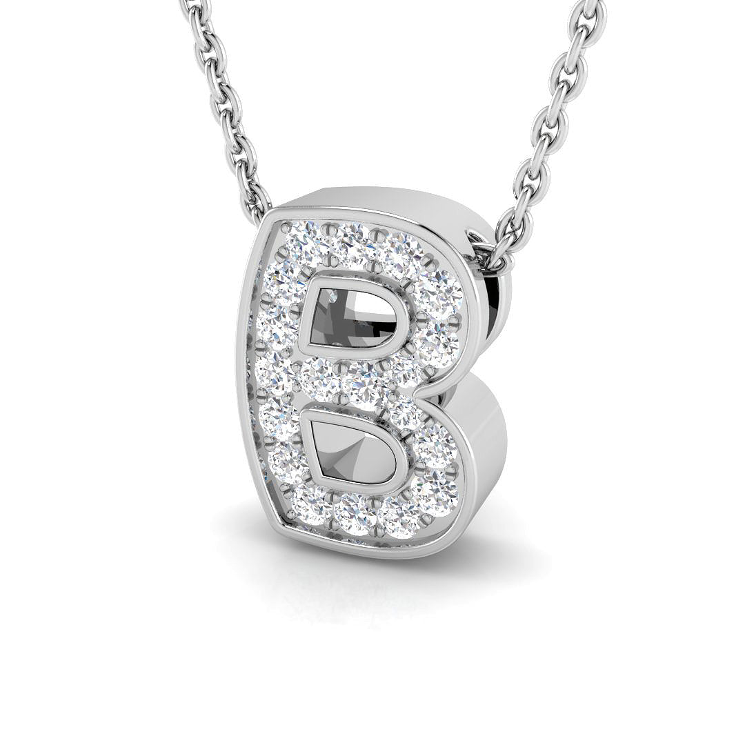 Paved Initial Diamond Pendant Without Chain in 10K/14K gold and platinum with certified lab-grown or natural diamonds