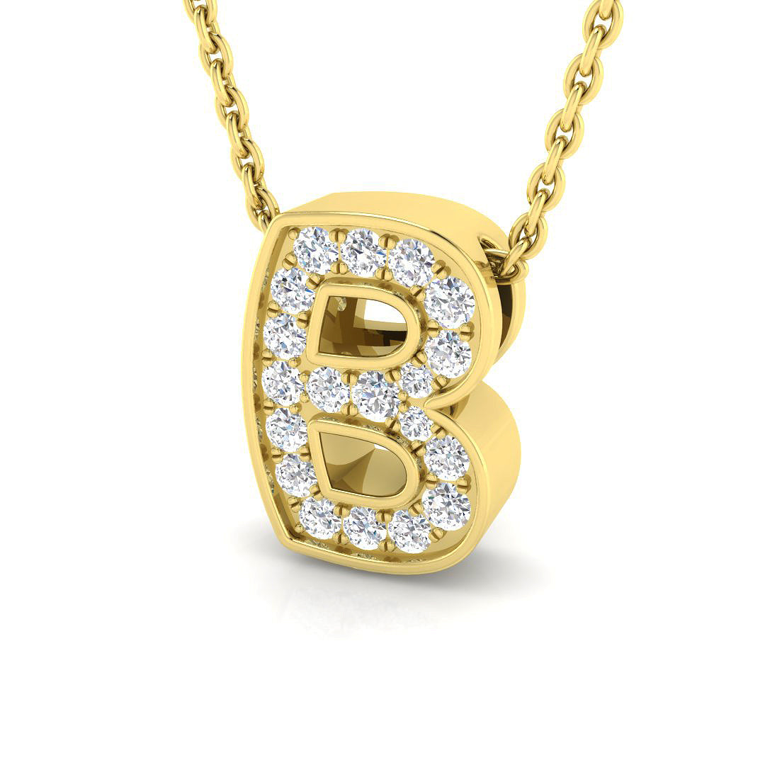 Paved Initial Diamond Pendant Without Chain in 10K/14K gold and platinum with certified lab-grown or natural diamonds