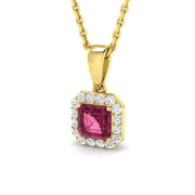 Square Ruby Diamond Pendant 0.5ct to 1.25ct Gold (Without Chain ) in 10K/14K gold and platinum with certified lab-grown or natural diamonds