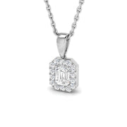 Baguette and Round Diamond Pendant Necklace in 10K/14K gold and platinum with certified lab-grown or natural diamonds