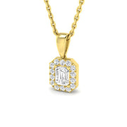 Baguette and Round Diamond Pendant Necklace in 10K/14K gold and platinum with certified lab-grown or natural diamonds