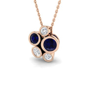 Blue Sapphire & Diamond Cluster Pendant Necklace - Gemstone Pendant in 10K/14K gold and platinum with certified lab-grown or natural diamonds
