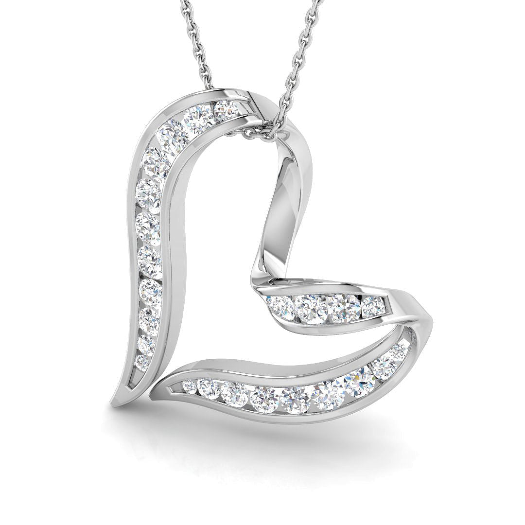 Round Diamond Love Pendant in 10K/14K gold and platinum with certified lab-grown or natural diamonds
