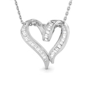 Baguette Heart Diamond Pendant in 10K/14K gold and platinum with certified lab-grown or natural diamonds