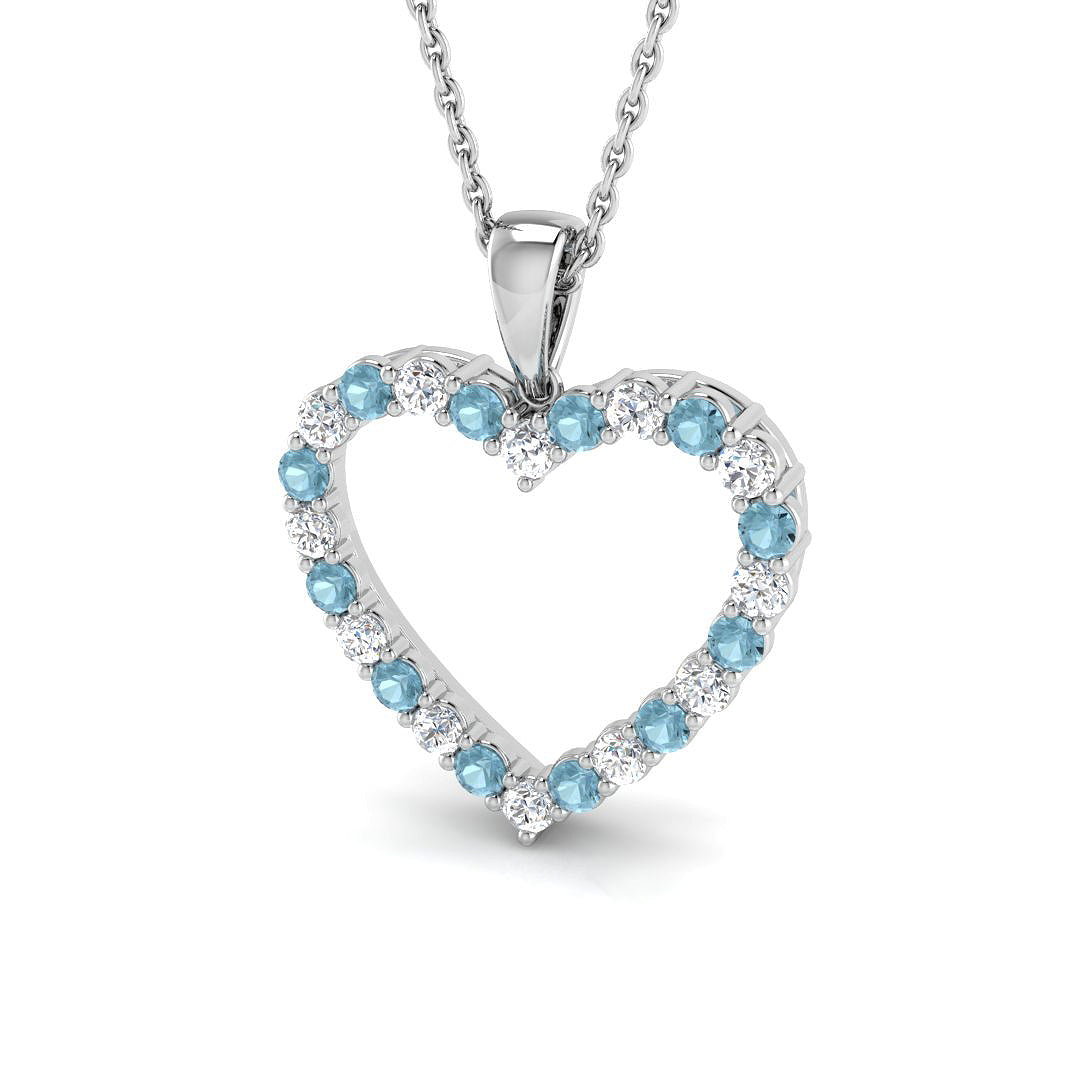 Blue Diamond Heart Pendant UK in 10K/14K gold and platinum with certified lab-grown or natural diamonds