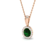 Green Emerald Diamond Pendant UK in 10K/14K gold and platinum with certified lab-grown or natural diamonds