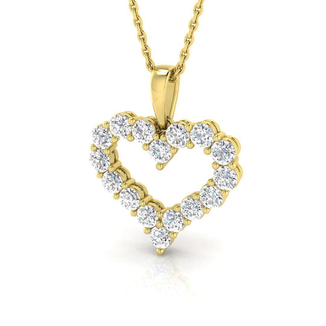 Heart-Shaped Round Diamond Pendant in 10K/14K gold and platinum with certified lab-grown or natural diamonds