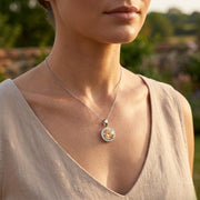 Champagne Diamond Halo Pendant UK in 10K/14K gold and platinum with certified lab-grown or natural diamonds