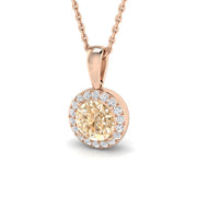 Champagne Diamond Halo Pendant UK in 10K/14K gold and platinum with certified lab-grown or natural diamonds