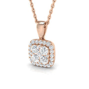 Diamond Halo Pendant Necklace 0.3ct Gold (Without Chain ) in 10K/14K gold and platinum with certified lab-grown or natural diamonds