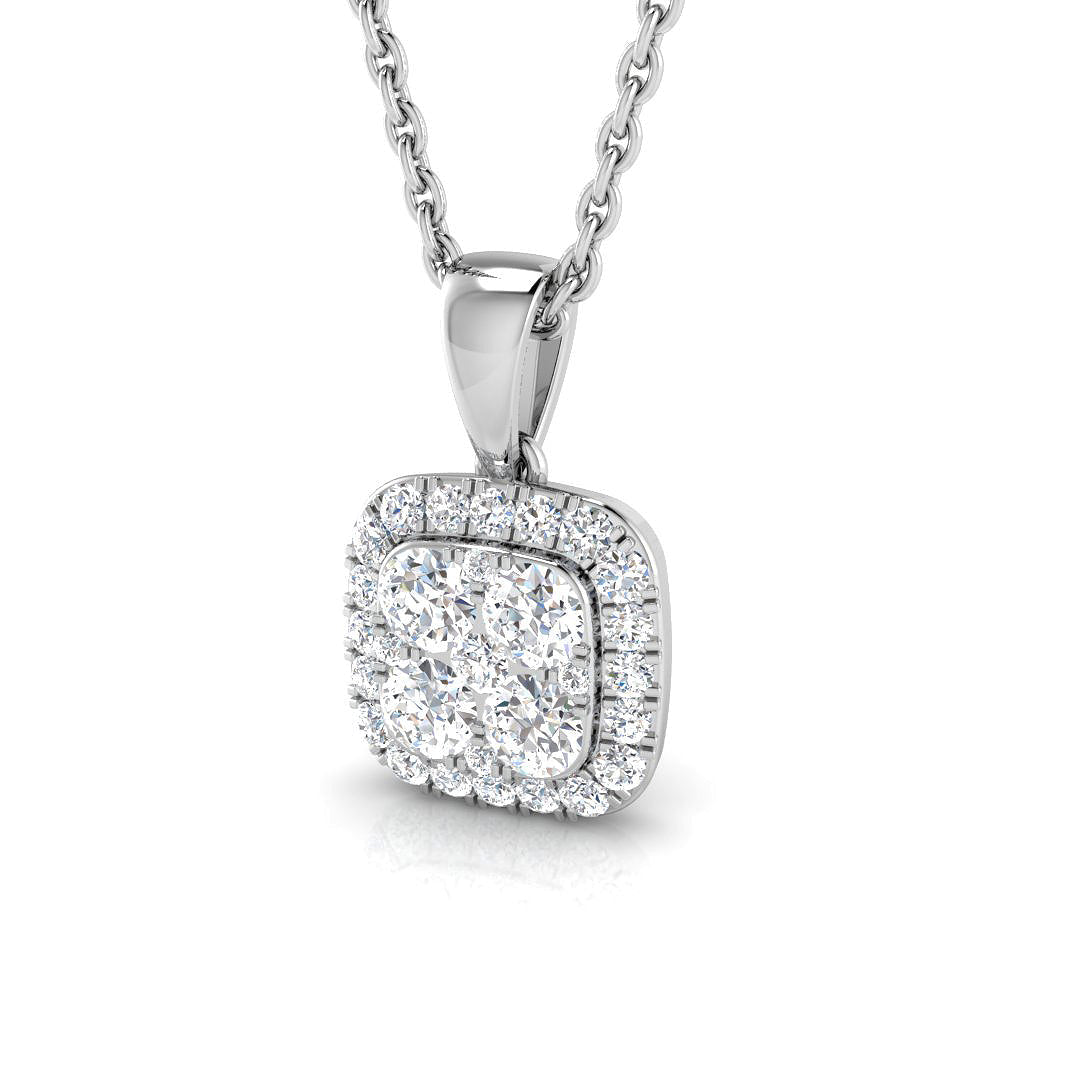 Diamond Halo Pendant Necklace 0.3ct Gold (Without Chain ) in 10K/14K gold and platinum with certified lab-grown or natural diamonds