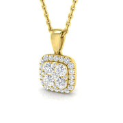 Diamond Halo Pendant Necklace 0.3ct Gold (Without Chain ) in 10K/14K gold and platinum with certified lab-grown or natural diamonds