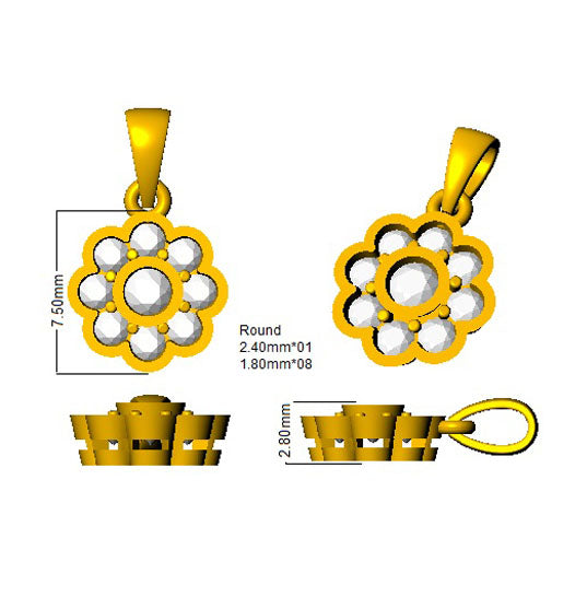 Flower-Shaped Diamond Pendant in 10K/14K gold and platinum with certified lab-grown or natural diamonds