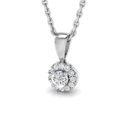 Round Diamond Halo Pendant in 10K/14K gold and platinum with certified lab-grown or natural diamonds