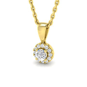Round Diamond Halo Pendant in 10K/14K gold and platinum with certified lab-grown or natural diamonds