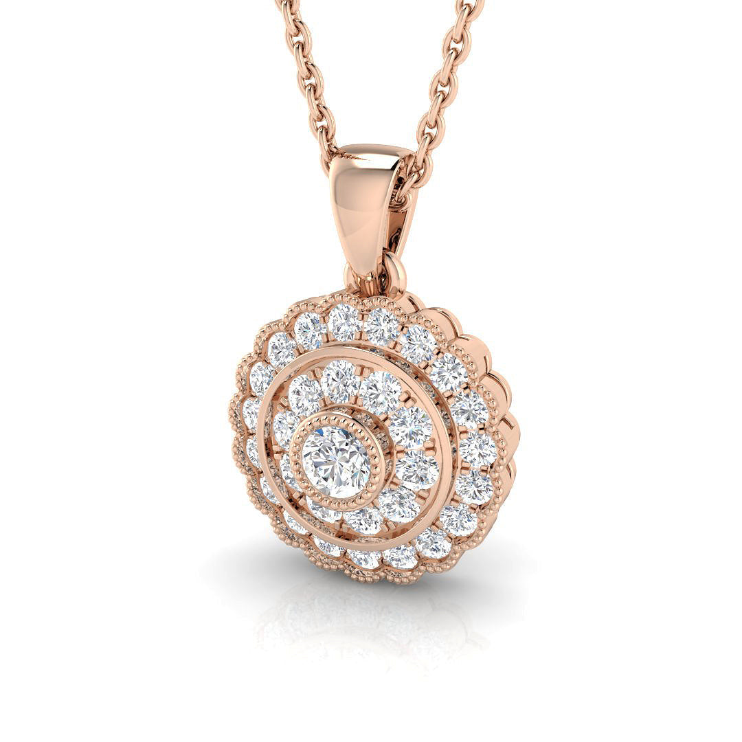 Hosta Vintage Pendant 0.33ct Diamond Gold (Without Chain ) in 10K/14K gold and platinum with certified lab-grown or natural diamonds