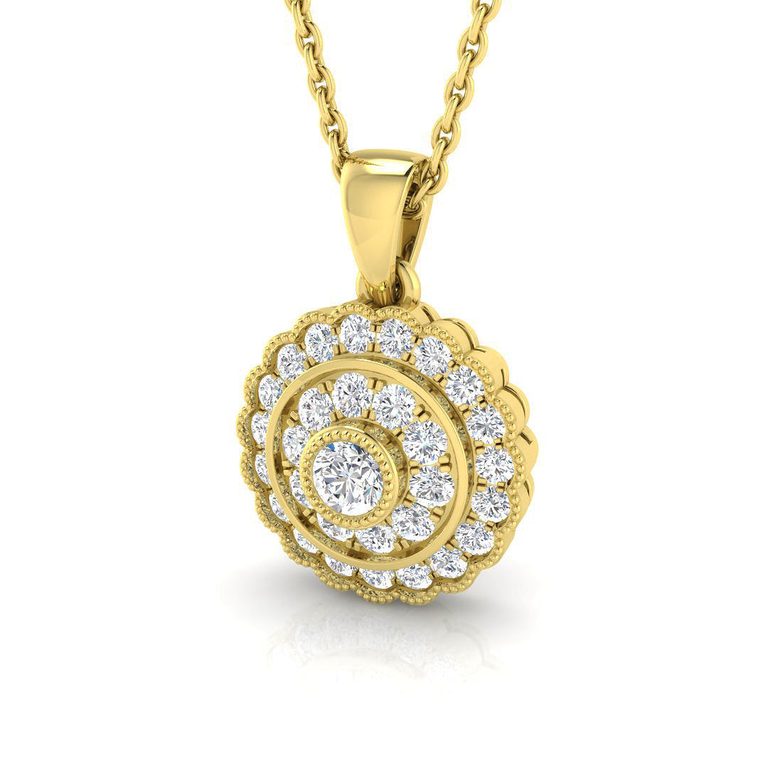 Hosta Vintage Pendant 0.33ct Diamond Gold (Without Chain ) in 10K/14K gold and platinum with certified lab-grown or natural diamonds