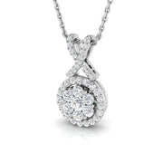 Diamond Cluster Halo Pendant Necklace with Infinity Twist Bail - UK Made in 10K/14K gold and platinum with certified lab-grown or natural diamonds