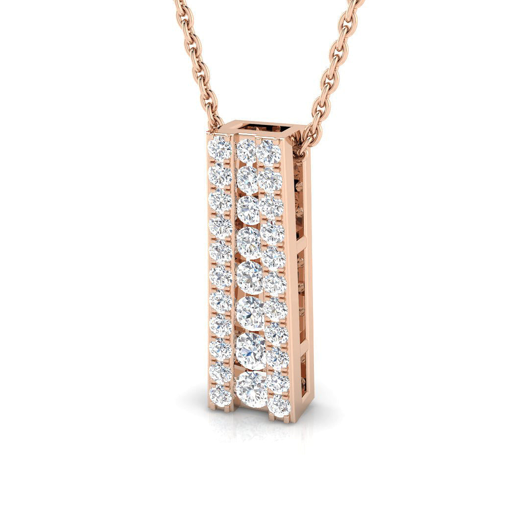 Diamond Vertical Bar Pendant Necklace in - UK Hallmarked in 10K/14K gold and platinum with certified lab-grown or natural diamonds