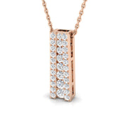 Diamond Vertical Bar Pendant Necklace in - UK Hallmarked in 10K/14K gold and platinum with certified lab-grown or natural diamonds