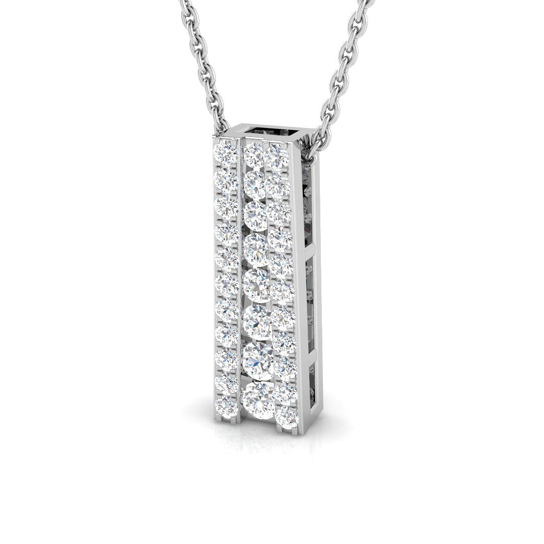 Diamond Vertical Bar Pendant Necklace in - UK Hallmarked in 10K/14K gold and platinum with certified lab-grown or natural diamonds