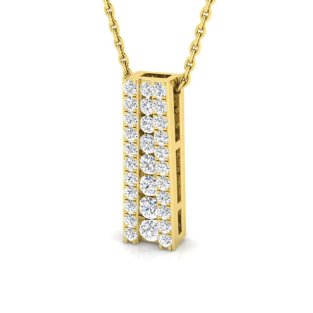 Diamond Vertical Bar Pendant Necklace in - UK Hallmarked in 10K/14K gold and platinum with certified lab-grown or natural diamonds