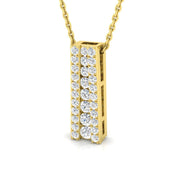 Diamond Vertical Bar Pendant Necklace in - UK Hallmarked in 10K/14K gold and platinum with certified lab-grown or natural diamonds