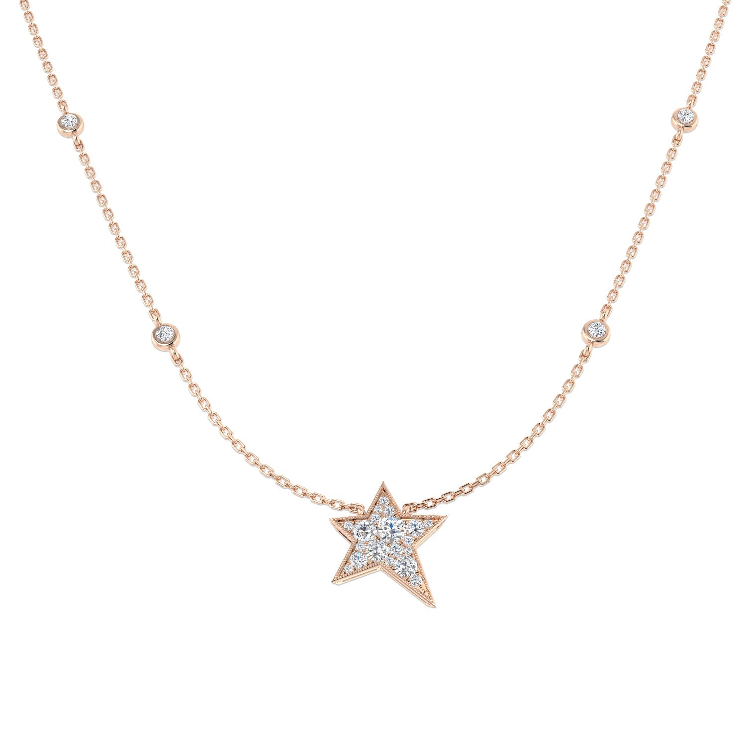 Diamond Star Pendant Necklace 0.75ct Gold (Without Chain ) in 10K/14K gold and platinum with certified lab-grown or natural diamonds