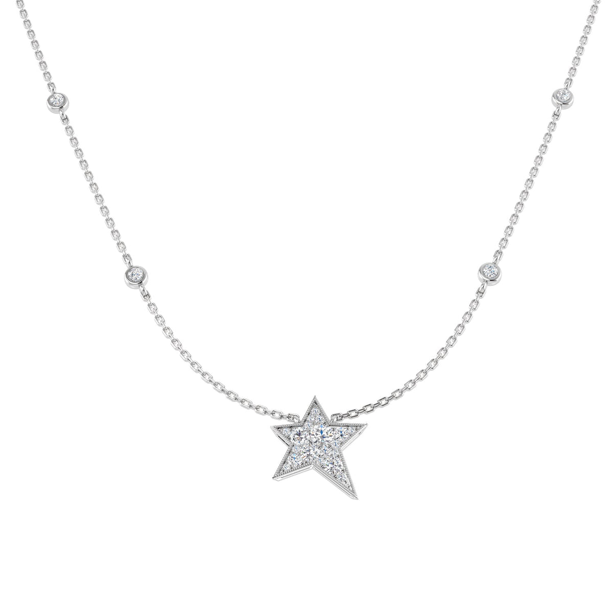 Diamond Star Pendant Necklace 0.75ct Gold (Without Chain ) in 10K/14K gold and platinum with certified lab-grown or natural diamonds