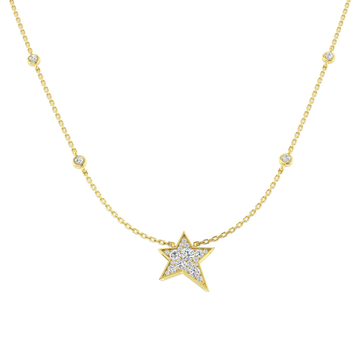 Diamond Star Pendant Necklace 0.75ct Gold (Without Chain ) in 10K/14K gold and platinum with certified lab-grown or natural diamonds