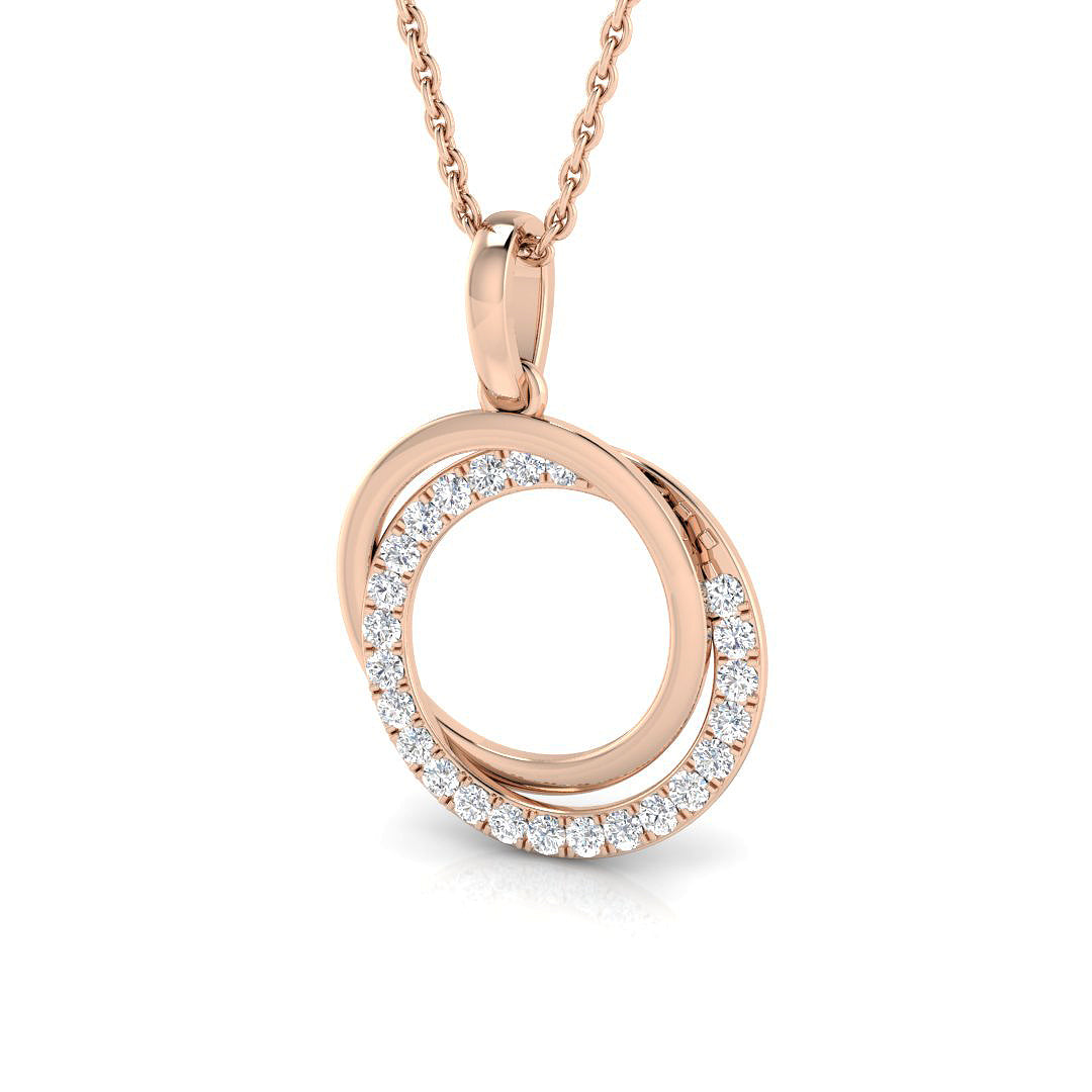 Intertwined Circle Diamond Pendant Necklace in 10K/14K gold and platinum with certified lab-grown or natural diamonds