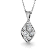 Vintage Diamond Drop Pendant with Diamond Accents - Luxury Design in 10K/14K gold and platinum with certified lab-grown or natural diamonds