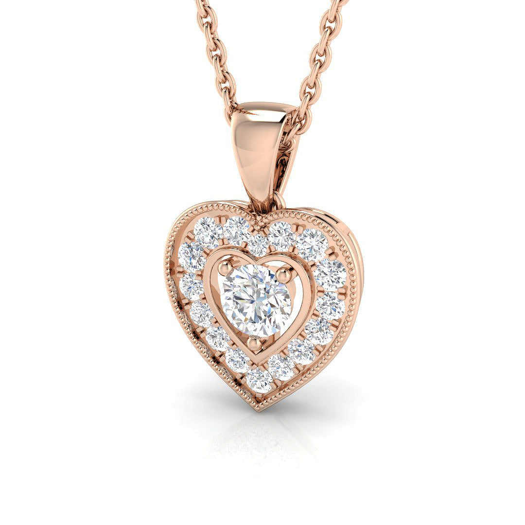 Diamond Heart Necklace in 10K/14K gold and platinum with certified lab-grown or natural diamonds