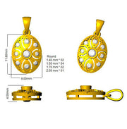 Vintage Round Diamond Oval Pendant With Floral Design Without Chain in 10K/14K gold and platinum with certified lab-grown or natural diamonds