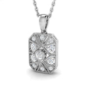 Geometric Diamond Pendant Necklace with Vintage Octagon Design in 10K/14K gold and platinum with certified lab-grown or natural diamonds