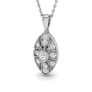 Vintage Floral Diamond Pendant Necklace with Elegant Design in 10K/14K gold and platinum with certified lab-grown or natural diamonds