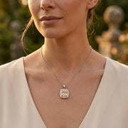 Cushion Morganite & Diamond Halo Pendant in in 10K/14K gold and platinum with certified lab-grown or natural diamonds