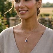Sapphire Diamond Pendant UK in 10K/14K gold and platinum with certified lab-grown or natural diamonds
