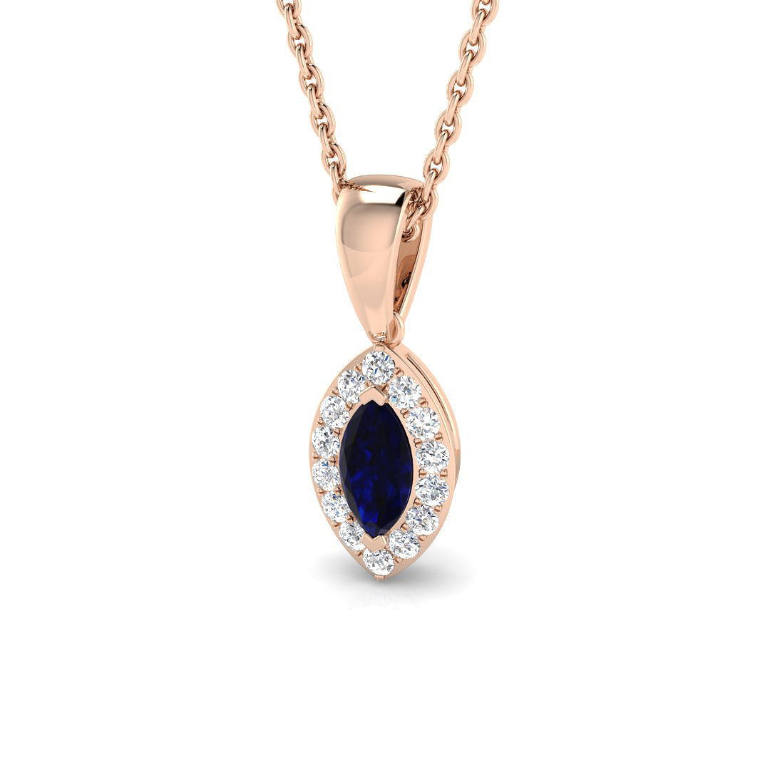 Sapphire Diamond Pendant UK in 10K/14K gold and platinum with certified lab-grown or natural diamonds
