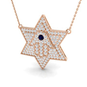 Star Hamsa Diamond Pendant with Sapphire Centre in Gold Without Chain in 10K/14K gold and platinum with certified lab-grown or natural diamonds