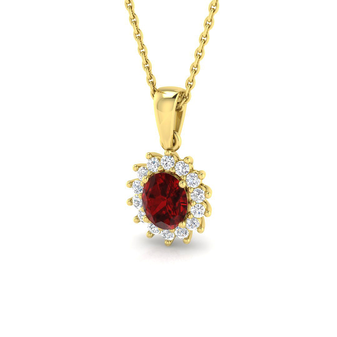 Ruby Diamond Pendant 0.75 in 10K/14K gold and platinum with certified lab-grown or natural diamonds