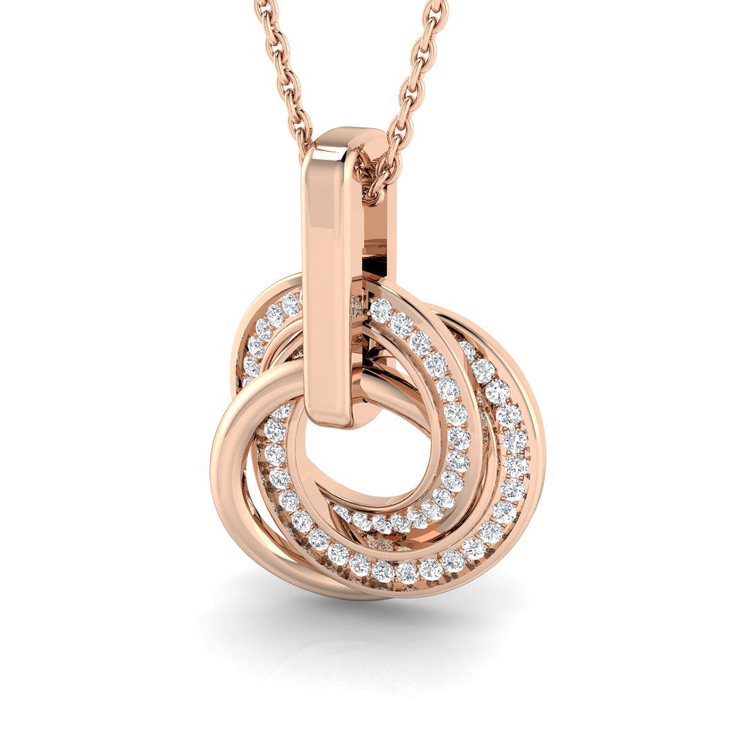 Intertwined Circle Diamond Pendant in 10K/14K gold and platinum with certified lab-grown or natural diamonds