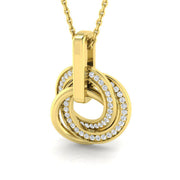 Intertwined Circle Diamond Pendant in 10K/14K gold and platinum with certified lab-grown or natural diamonds
