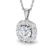 Round Diamond Halo Pendant 0.75ct in 10K/14K gold and platinum with certified lab-grown or natural diamonds