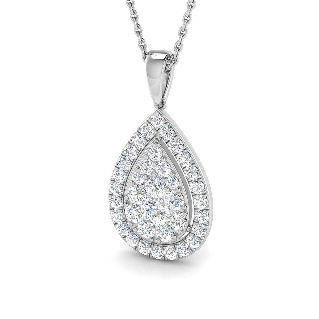 Pear Cluster Diamond Pendant Necklace 1.00Ct in Gold Without Chain in 10K/14K gold and platinum with certified lab-grown or natural diamonds